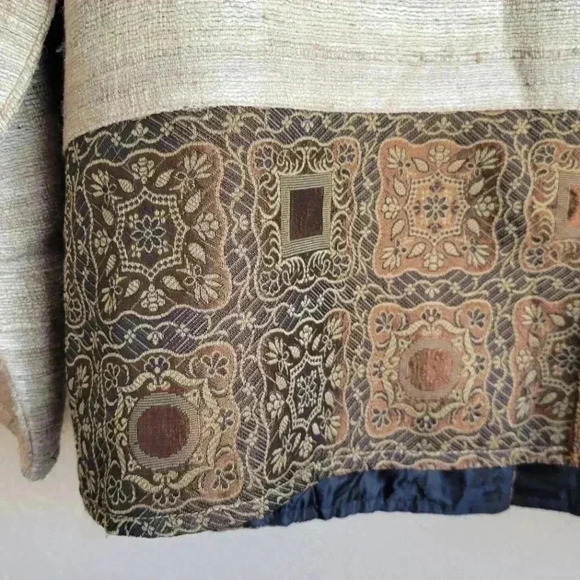 Vintage silk blend patchwork tapestry shaket lightweight jacket blazer medium - Picture 7 of 13